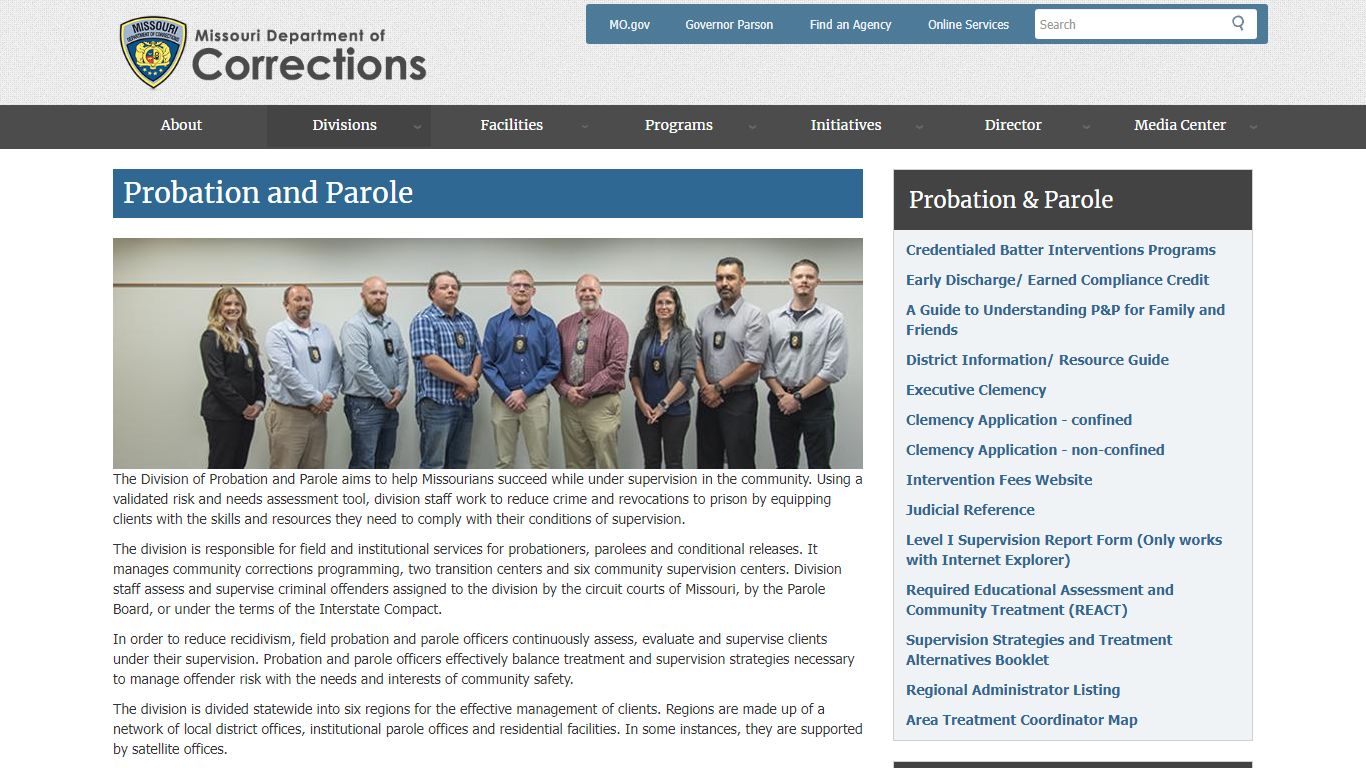 Probation and Parole | Missouri Department of Corrections